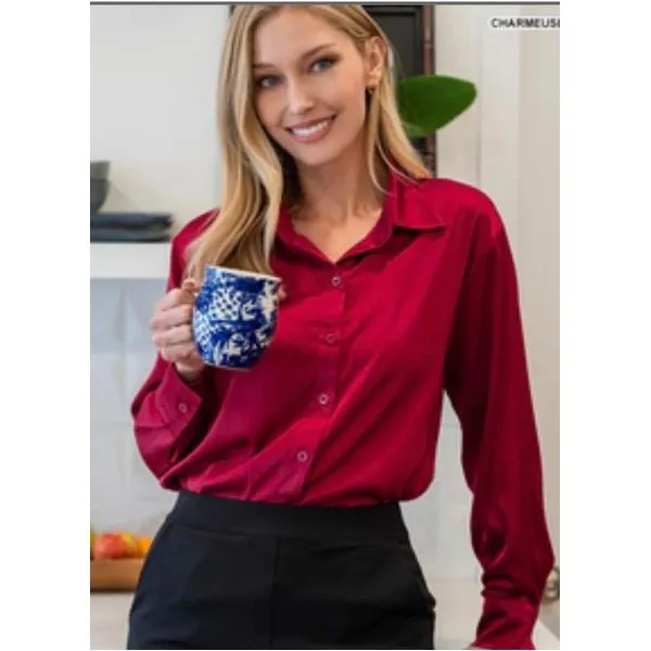 Satin Charmeuse Button Shirts
