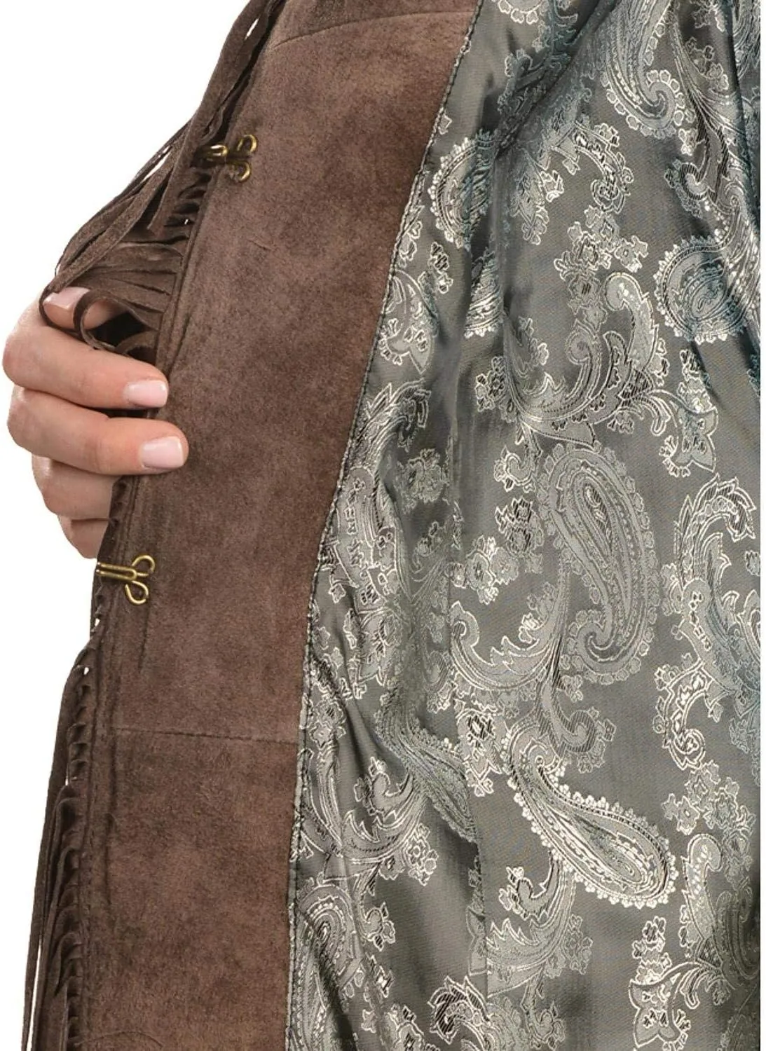 Scully Leather Womens Fringe Silver Embroidered Boar Suede Jacket Expresso