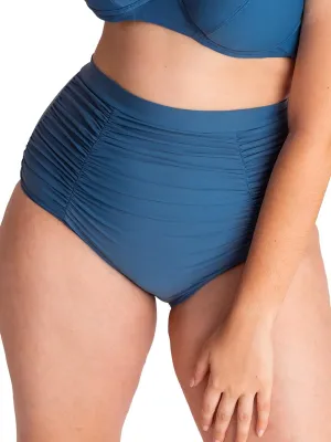SHAPERMINT Women Ruched High Waisted Bikini Bottom Swimsuit, Tummy Control Full Coverage Swimwear, Small to Plus Size