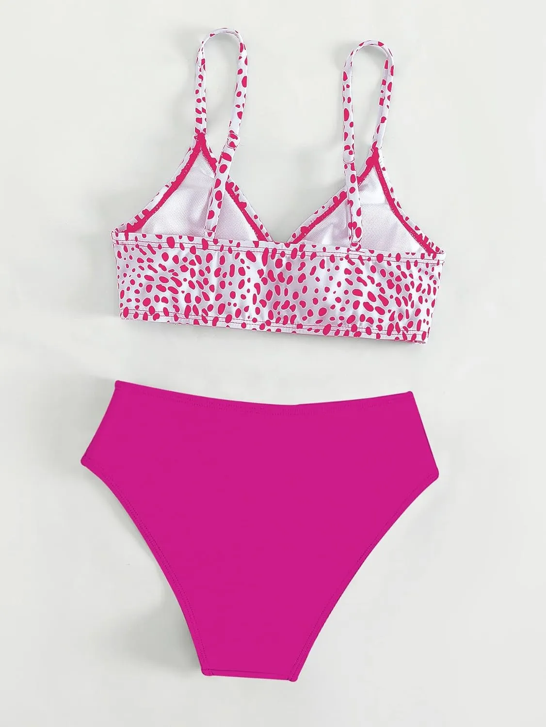 SHENHE Girl's 2 Piece O Ring Bikini High Waisted Spaghetti Strap Cute Swimsuit Bathing Suit