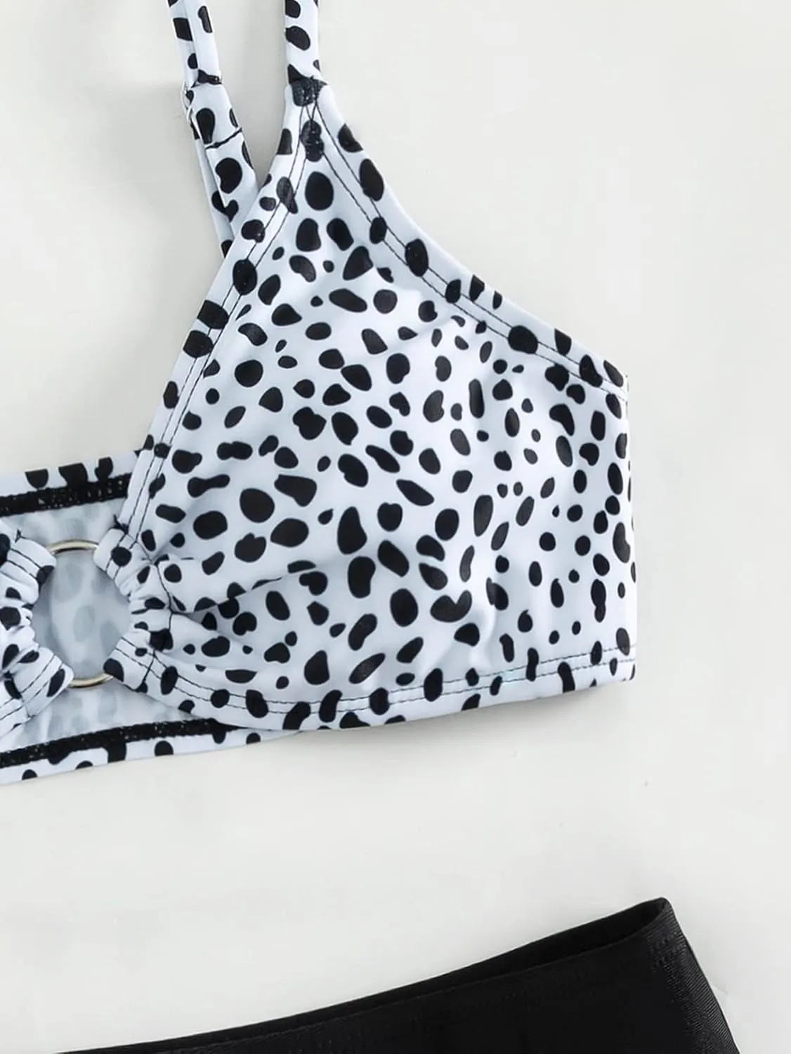 SHENHE Girl's 2 Piece O Ring Bikini High Waisted Spaghetti Strap Cute Swimsuit Bathing Suit