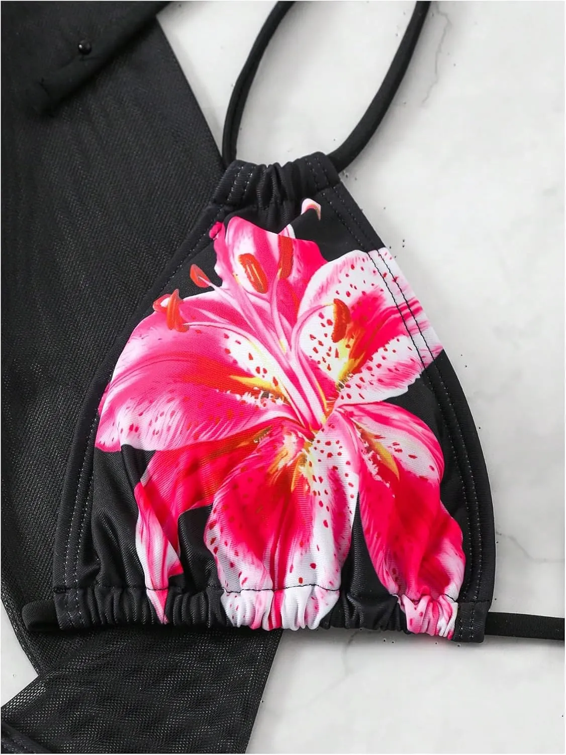 SHENHE Women's 4 Piece Bikini Set Halter Neck Sexy Thong Swimsuit with Cover Up Top and Skirt