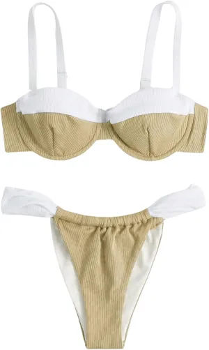 SOLY HUX Women's Color Block Underwire Bikini Sets Bathing Suits Two Piece Swimsuits