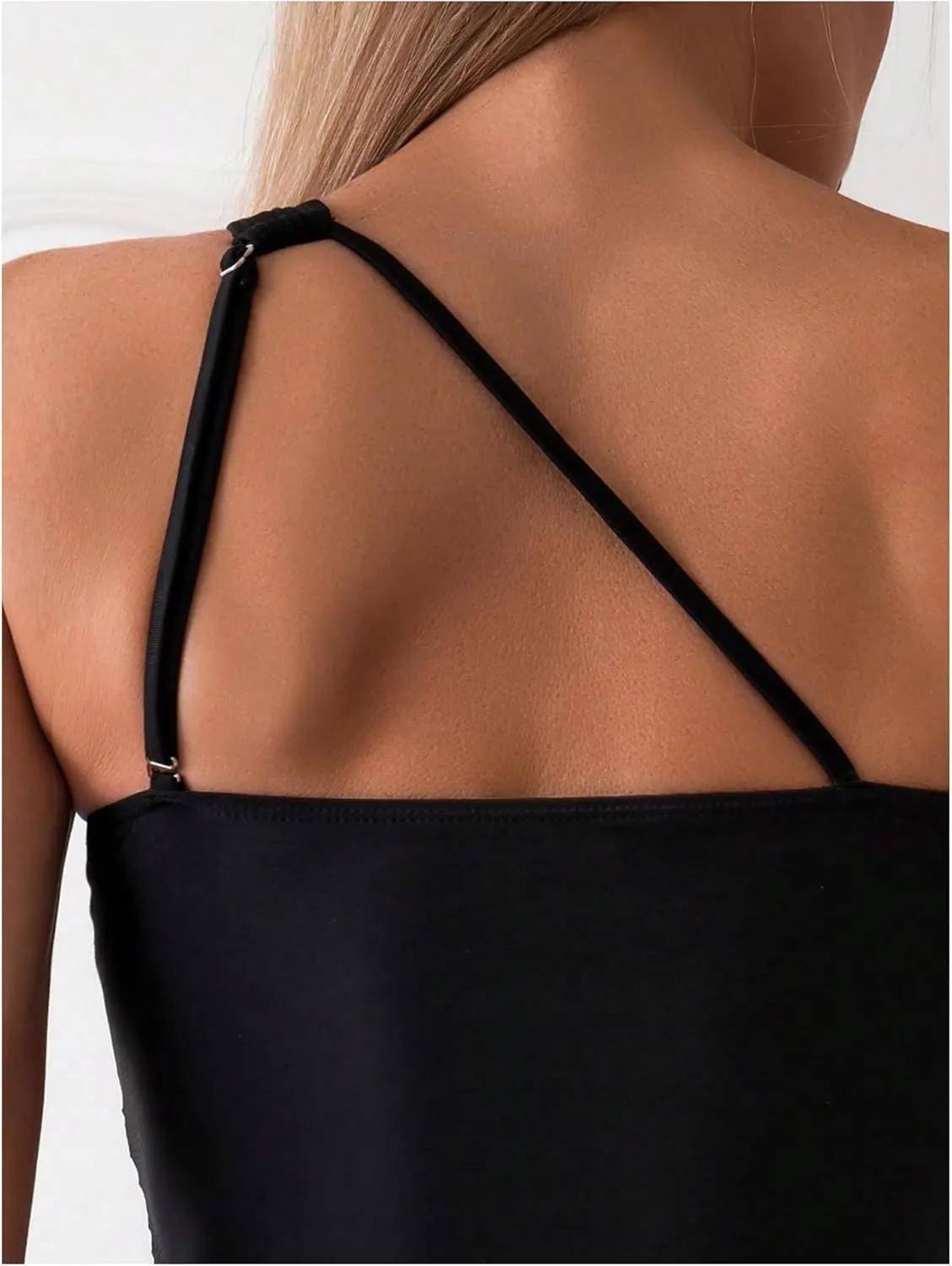 SOLY HUX Women's One Shoulder Bikini Tankini Bathing Suit Two Piece Swimsuit