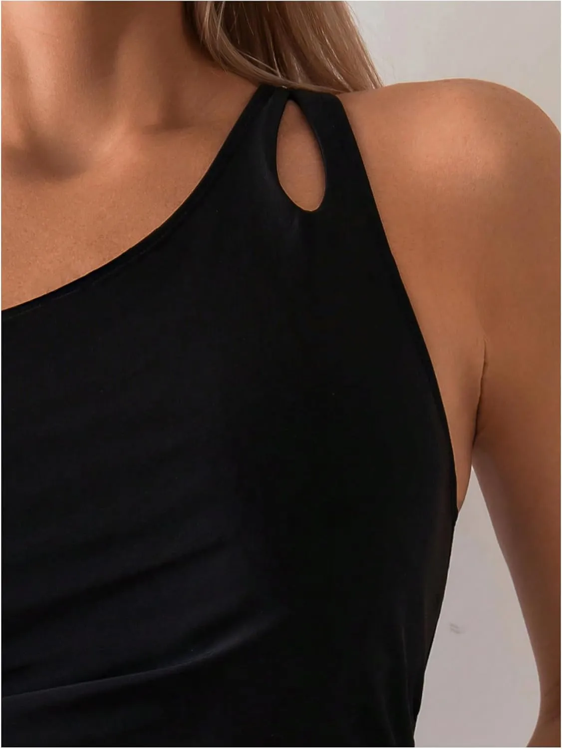 SOLY HUX Women's One Shoulder Bikini Tankini Bathing Suit Two Piece Swimsuit