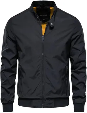 Stand Collar Jackets Casual Clothes Solid Color Spring Outerwear Male Coat Bomber Jacket For Men - Trench