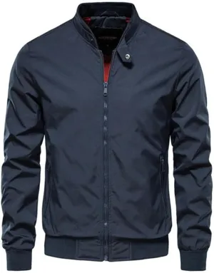 Stand Collar Jackets Casual Clothes Solid Color Spring Outerwear Male Coat Bomber Jacket For Men - Trench
