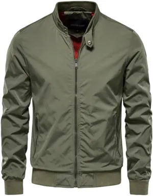 Stand Collar Jackets Casual Clothes Solid Color Spring Outerwear Male Coat Bomber Jacket For Men - Trench