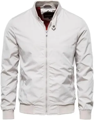 Stand Collar Jackets Casual Clothes Solid Color Spring Outerwear Male Coat Bomber Jacket For Men - Trench