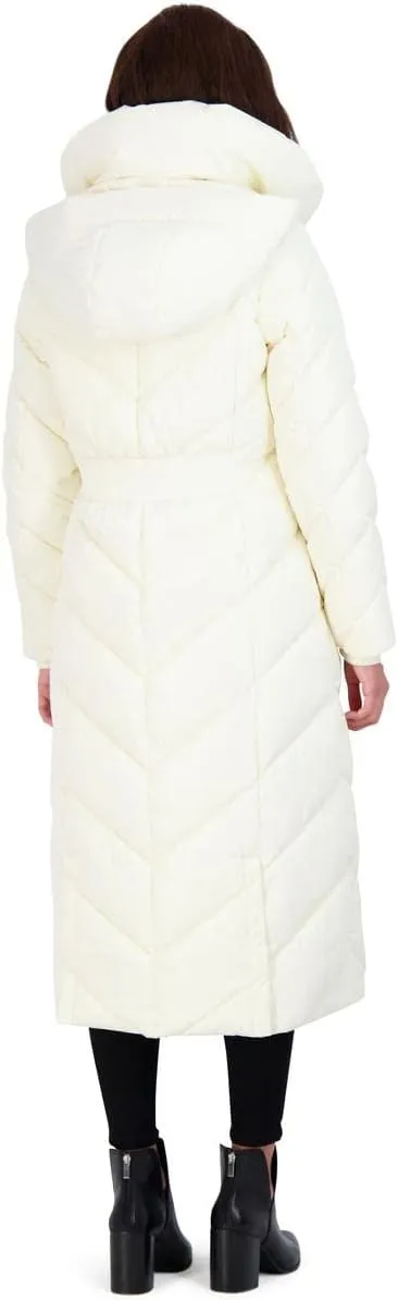 Steve Madden Women's Long Chevron Maxi Puffer Coat