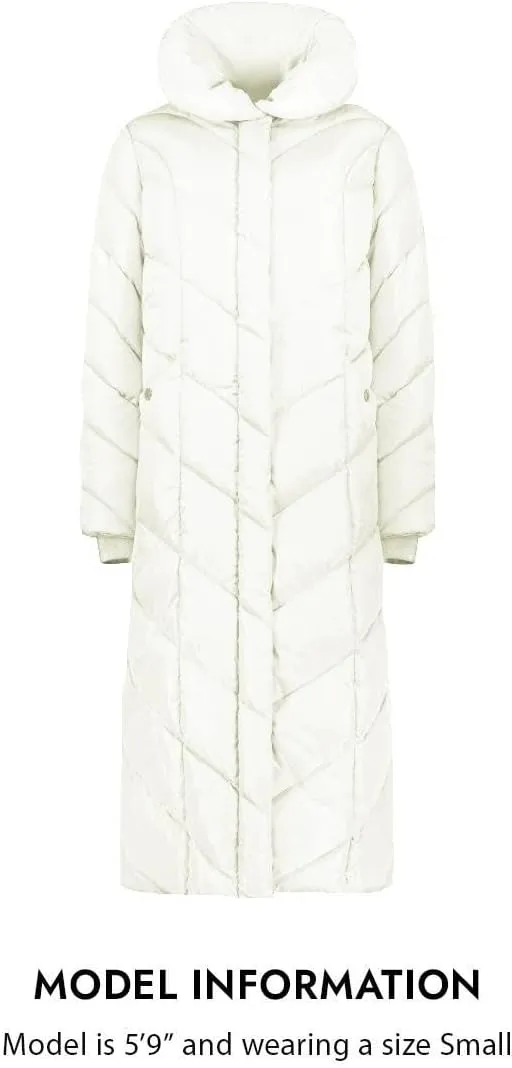 Steve Madden Women's Long Chevron Maxi Puffer Coat