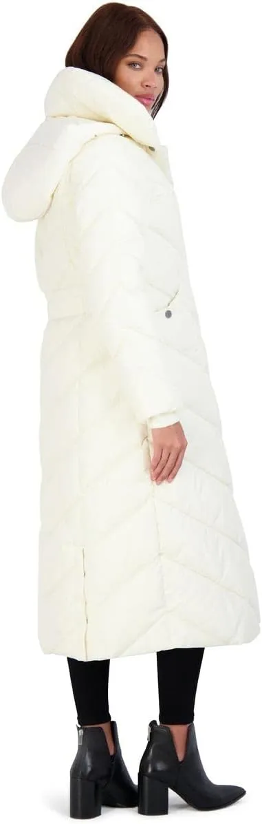 Steve Madden Women's Long Chevron Maxi Puffer Coat