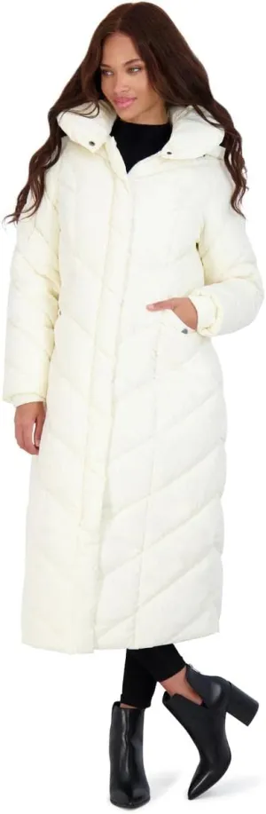 Steve Madden Women's Long Chevron Maxi Puffer Coat