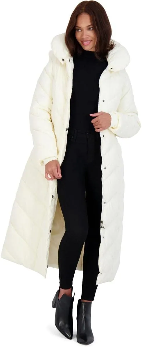 Steve Madden Women's Long Chevron Maxi Puffer Coat