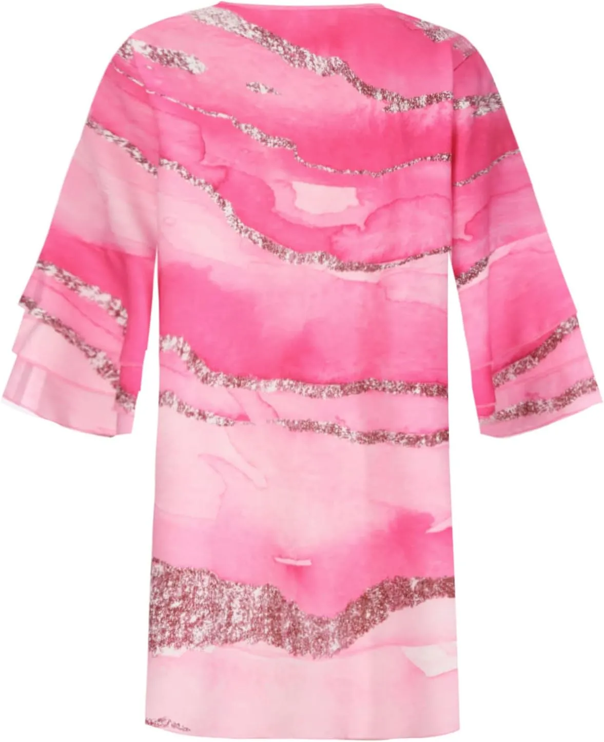 Summer Dresses for Women 2024 Floral Casual Sundress V-Neck Print 3/4 Sleeve Ruffle Cap Beach Vacation