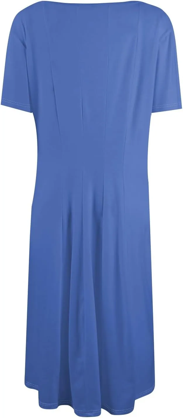 Summer Dresses for Women 2025 Beach Vacation Spring Clothes Short Sleeve Round Neck Fashion Midi Dress