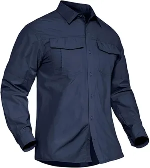 Summer Tactical Military Shirts Men Lightweight Quick Dry Cargo Work Shirts Long Sleeve Combat Shirts Fishing Tops
