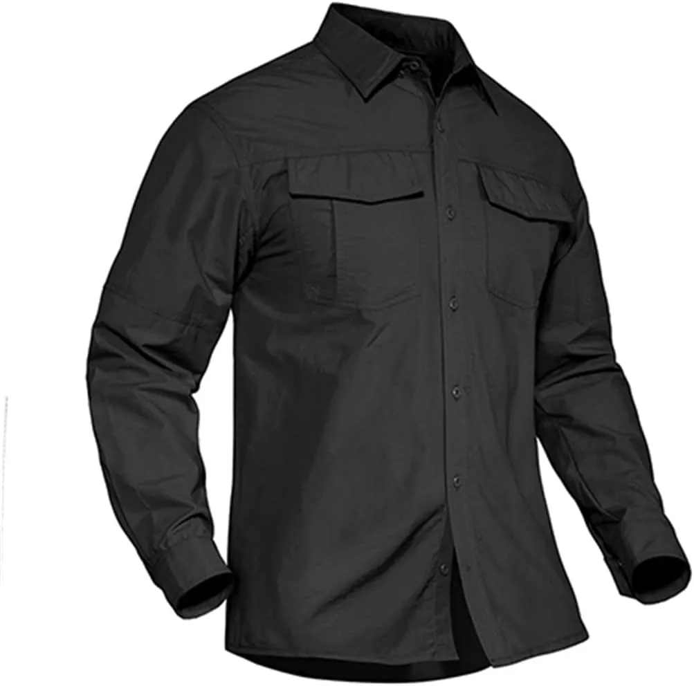 Summer Tactical Military Shirts Men Lightweight Quick Dry Cargo Work Shirts Long Sleeve Combat Shirts Fishing Tops
