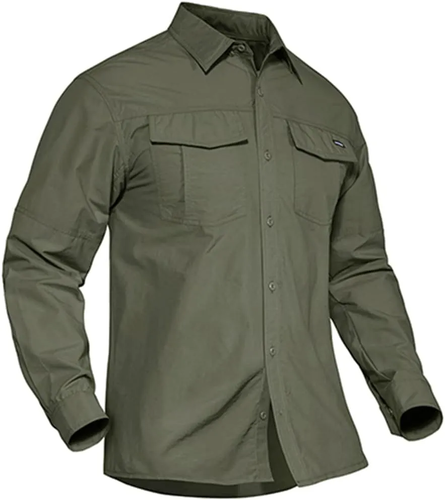 Summer Tactical Military Shirts Men Lightweight Quick Dry Cargo Work Shirts Long Sleeve Combat Shirts Fishing Tops