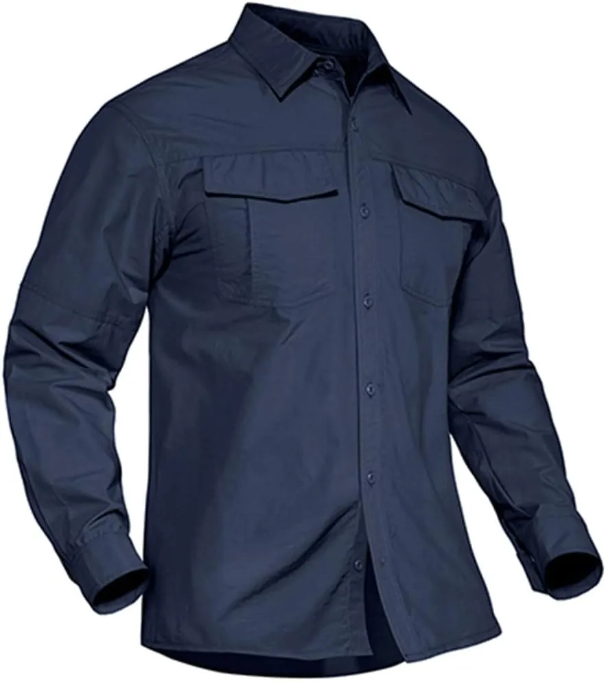 Summer Tactical Military Shirts Men Lightweight Quick Dry Cargo Work Shirts Long Sleeve Combat Shirts Fishing Tops