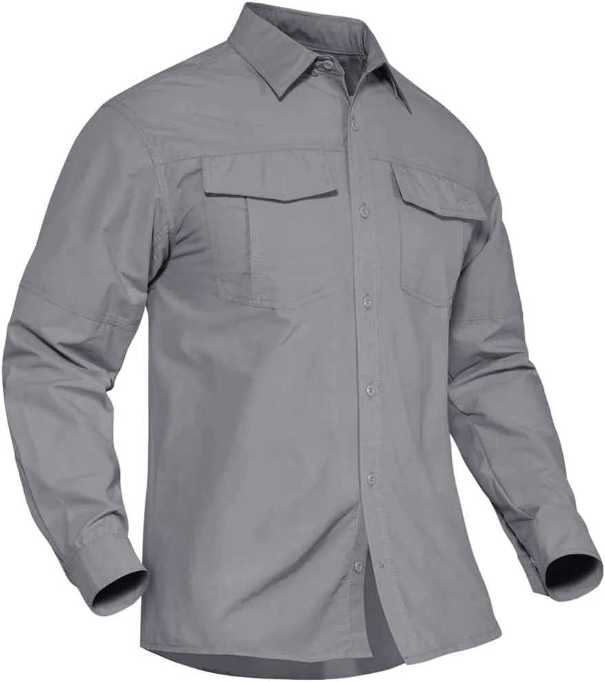 Summer Tactical Military Shirts Men Lightweight Quick Dry Cargo Work Shirts Long Sleeve Combat Shirts Fishing Tops
