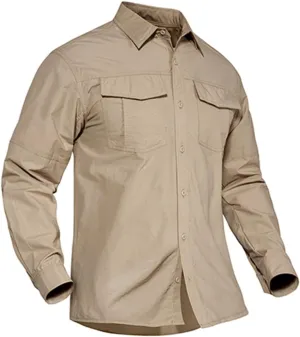 Summer Tactical Military Shirts Men Lightweight Quick Dry Cargo Work Shirts Long Sleeve Combat Shirts Fishing Tops