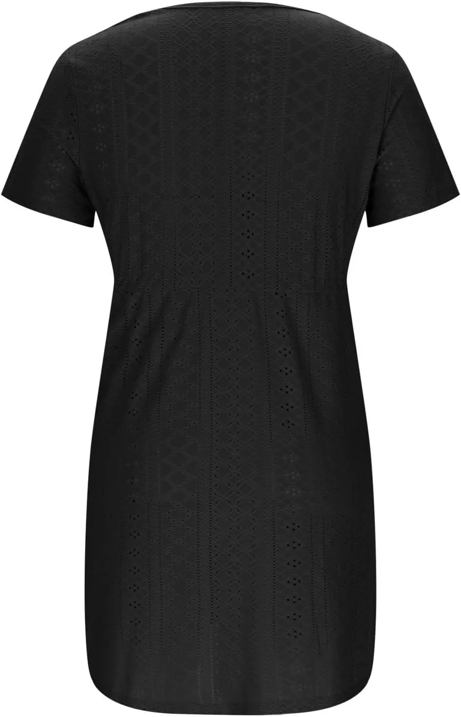 Sun Dresses for Women 2025 Vacation Casual Summer Short Sleeve Dress V-Neck Tie Waist Eyelet Beach Sundresses