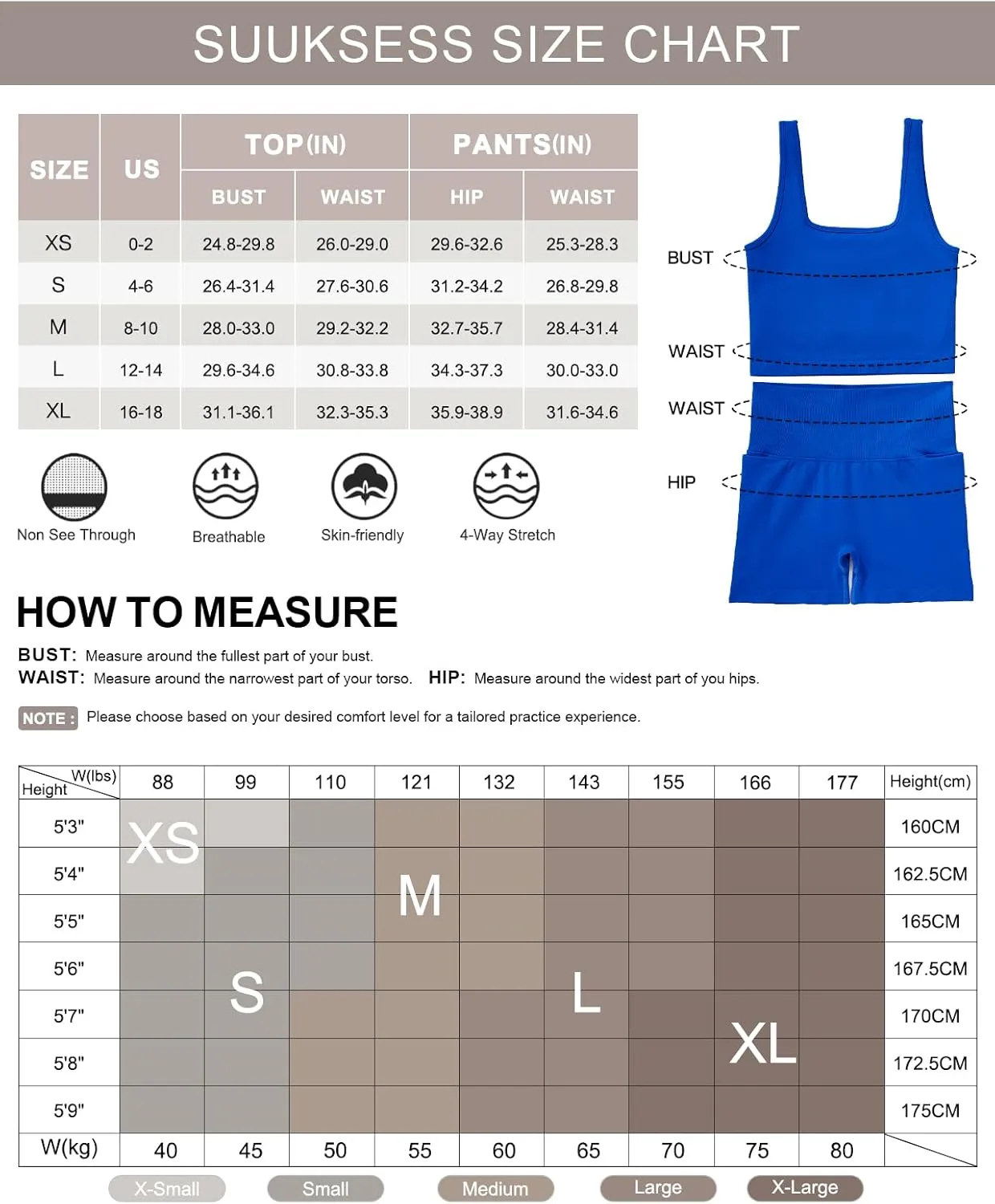 SUUKSESS Women 2 Piece Workout Sets Hidden Scrunch Butt Lifting Biker Shorts Square Neck Tank Tops