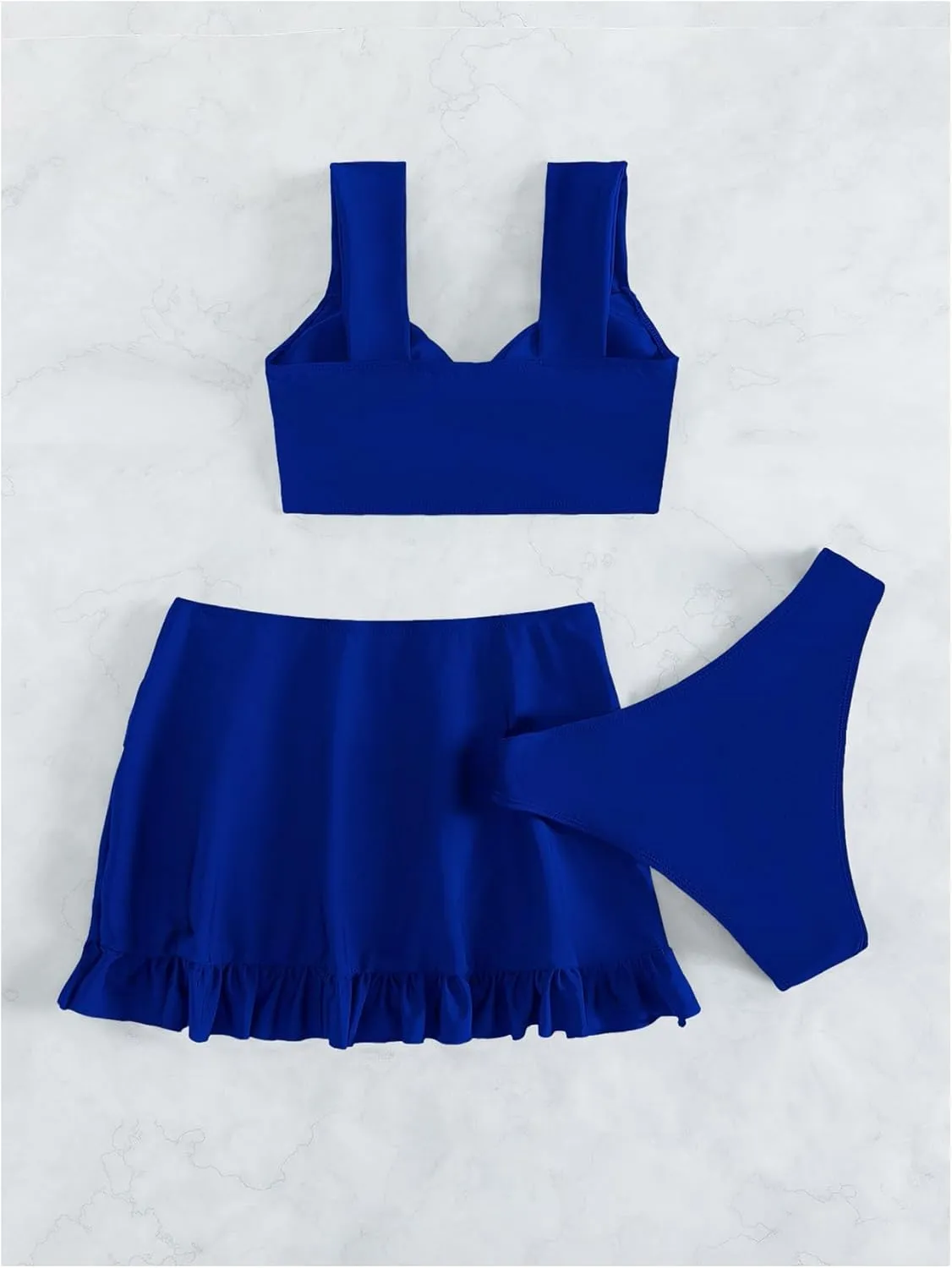 SweatyRocks Women's 3 Piece Twist Ruffle Bikini Swimsuits Bathing Suit with Beach Skirts