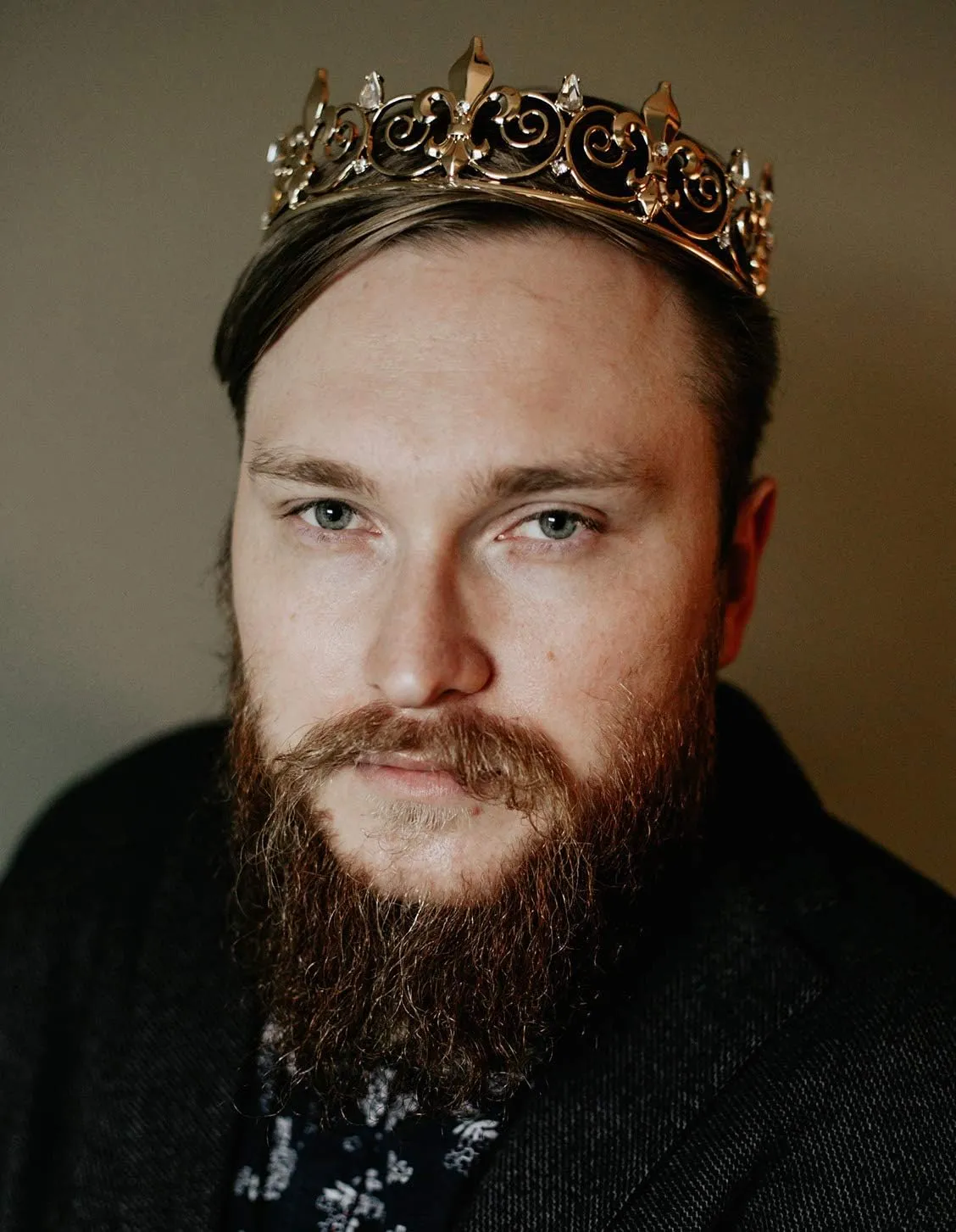 SWEETV Royal Full Round King Crown Crystal Tiara for Men Party Hats Costume Accessories