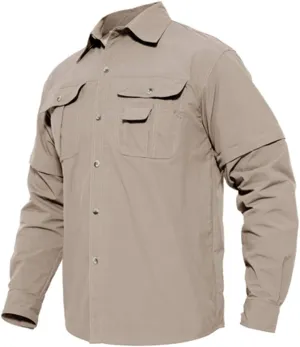 Tactical Military Shirts Men Summer Quick Dry Shirts Long Sleeve Lightweight Hiking Camping Travel Shirts