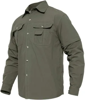 Tactical Military Shirts Men Summer Quick Dry Shirts Long Sleeve Lightweight Hiking Camping Travel Shirts