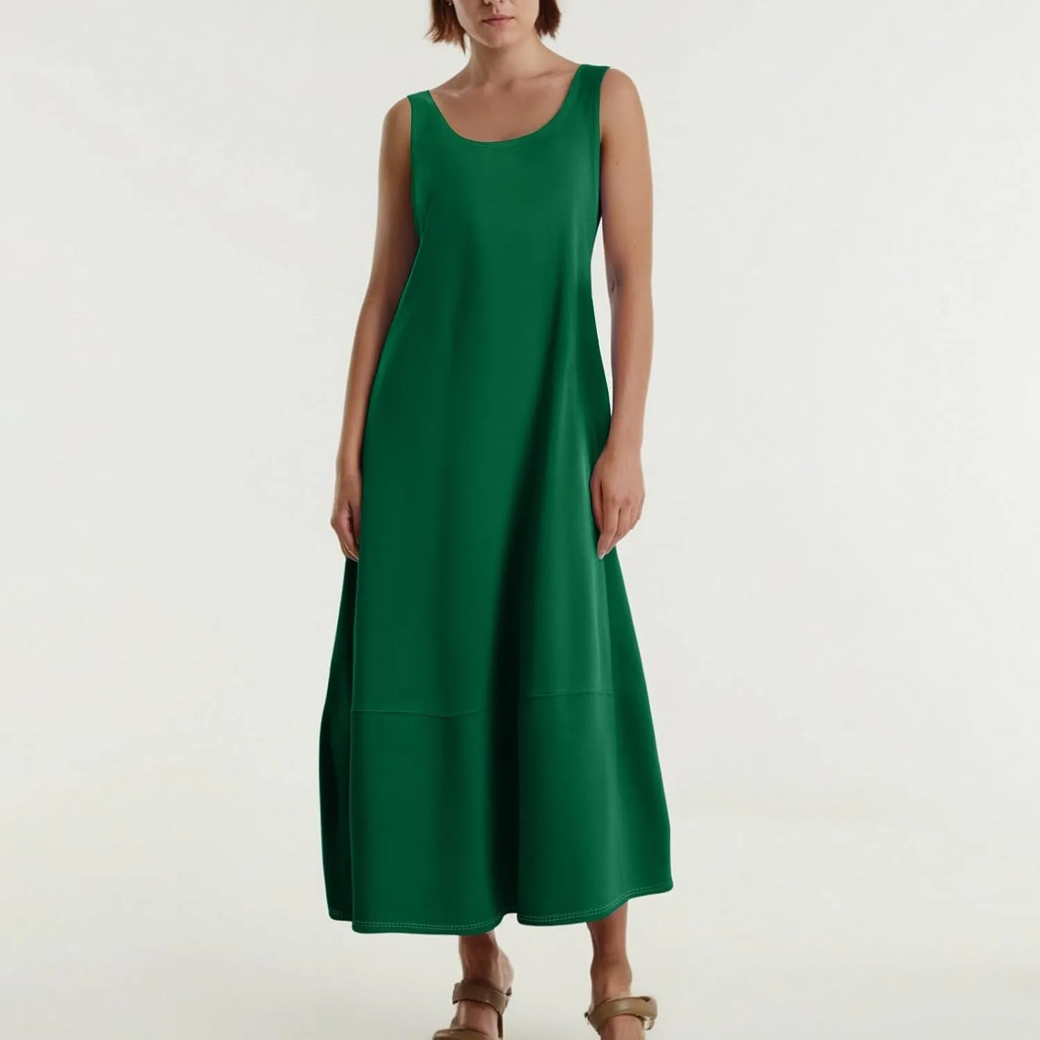 Tank Dress Casual Summer Boho Flowy Maxi Dresses with Pockets Cute Long Midi Sundresses for Beach Vacation Tunic Dress
