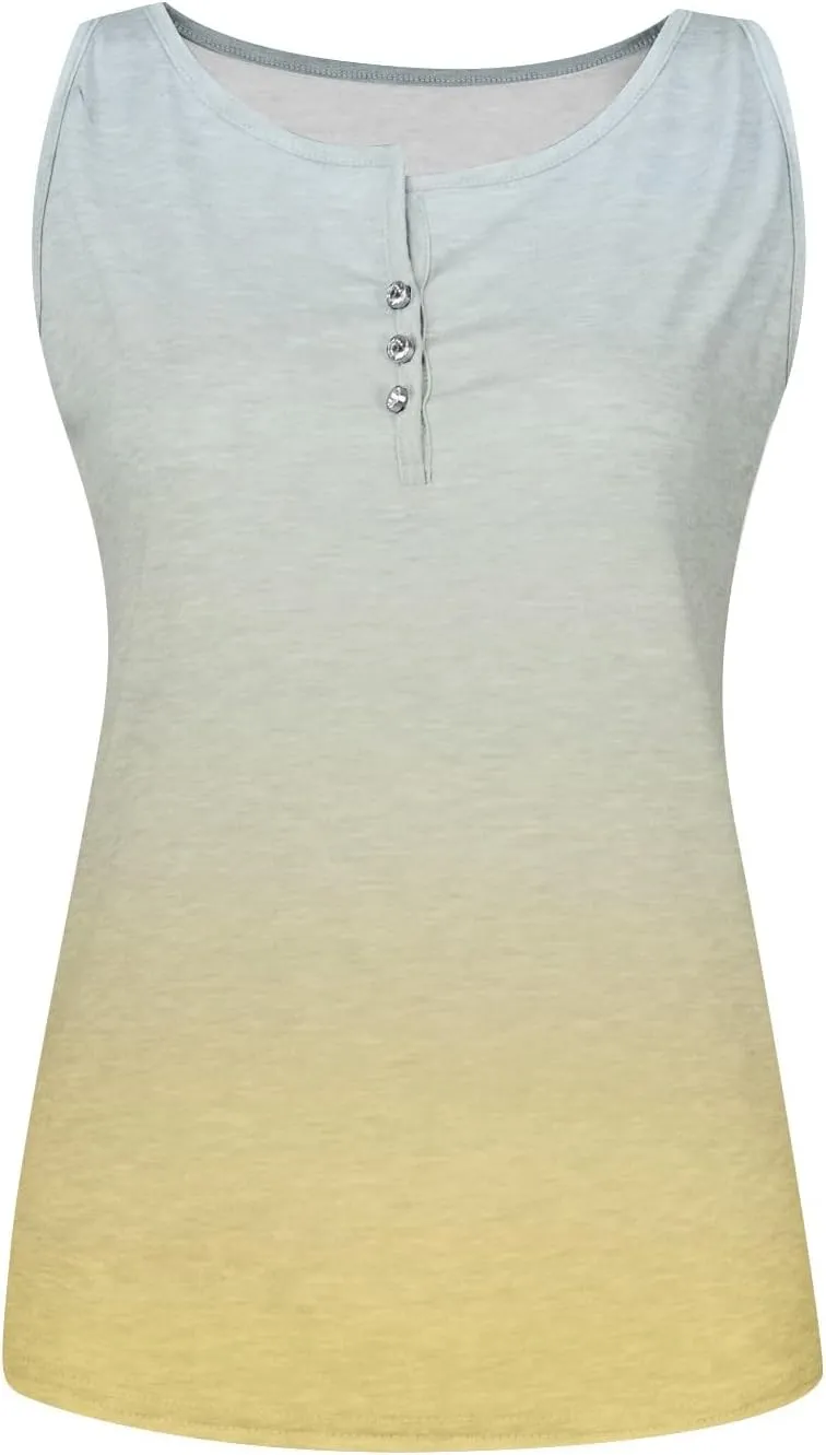 Tank Top for Women 2024 Summer Tops Casual Button Down Shirts Slim Fit V Neck Sleeveless Holiday Versatile Blouses