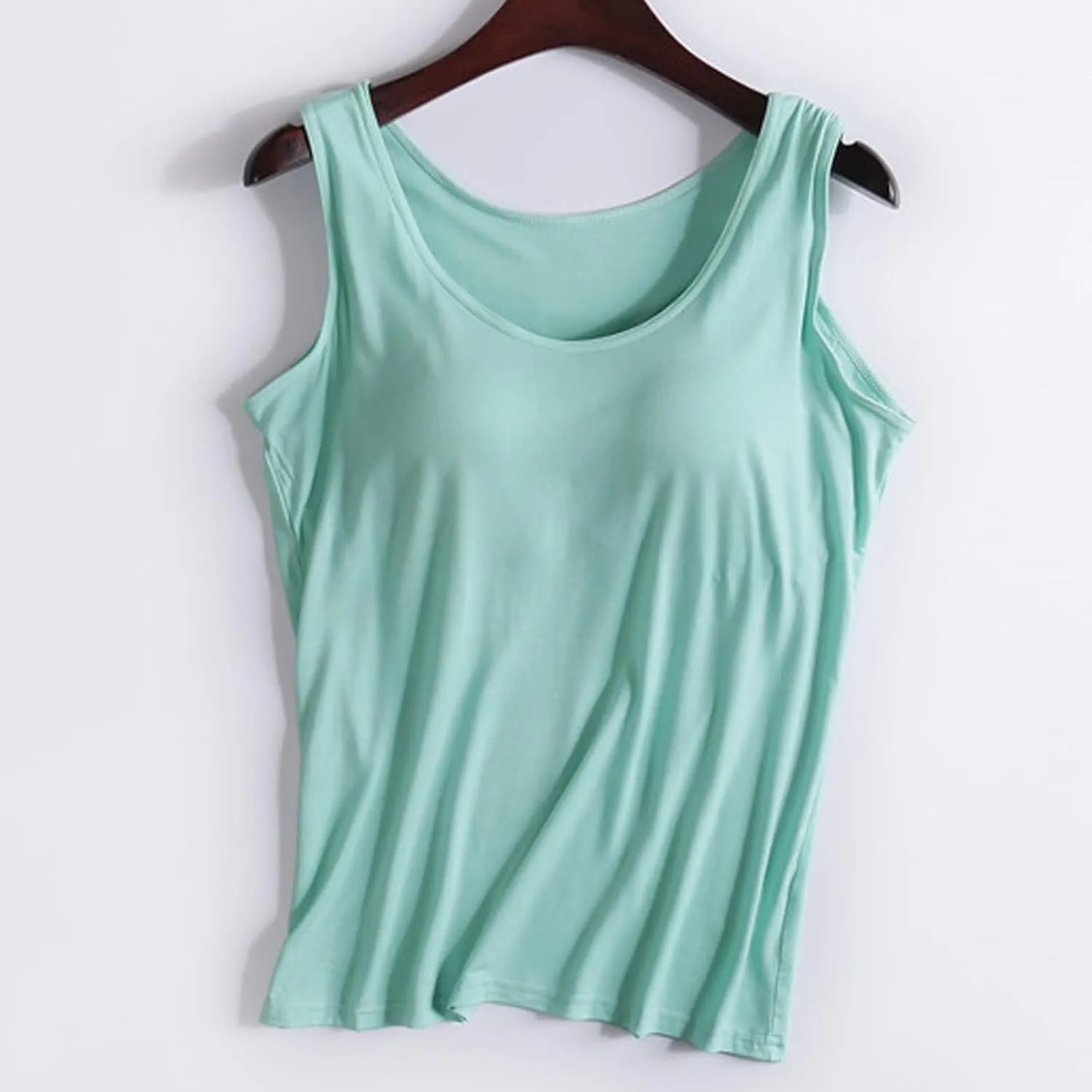 Tank Top for Women with Built in Bra Summer Sleeveless Spaghetti Strap Basic Padded Tanks Workout Yoga Camisole Tops