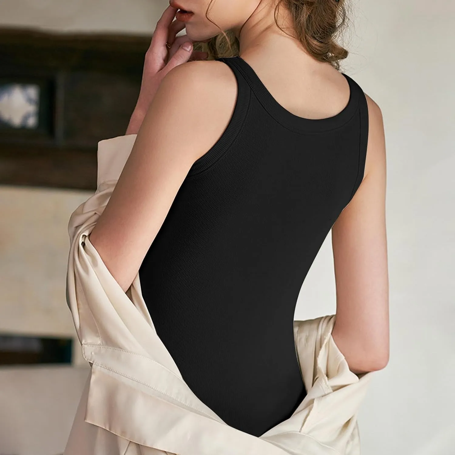 Tank Tops for Women 2025 Built in Bra Summer Lounge Shirts Loose Fit Workout Tank Tops Casual Camisole Top