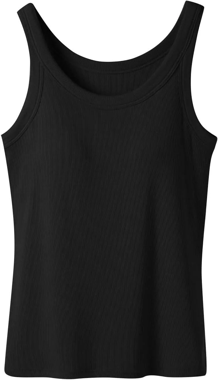 Tank Tops for Women 2025 Built in Bra Summer Lounge Shirts Loose Fit Workout Tank Tops Casual Camisole Top