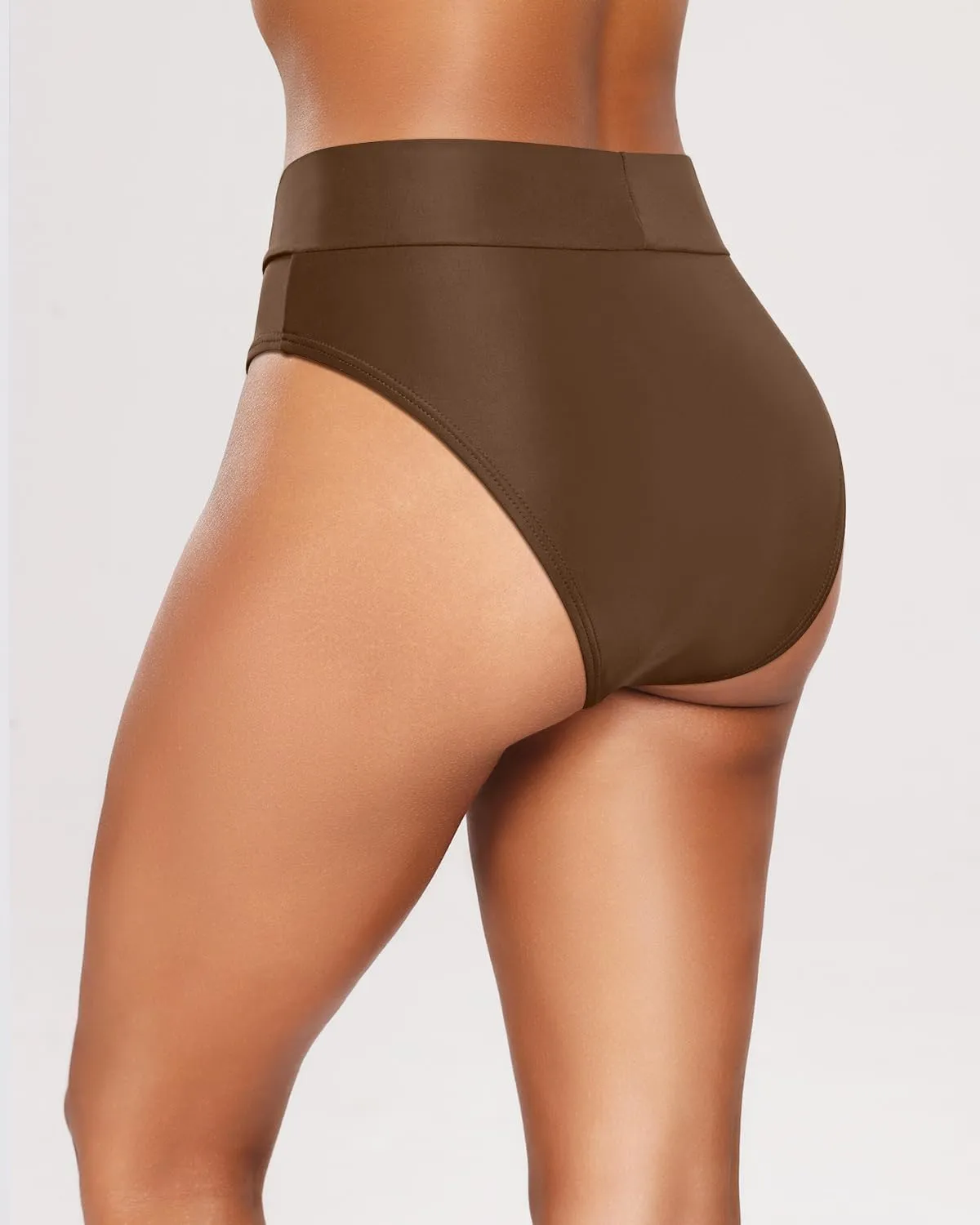 Tempt Me Women's High Waisted Bikini Bottom Crossover V Cut Bathing Suit Swim Bottom