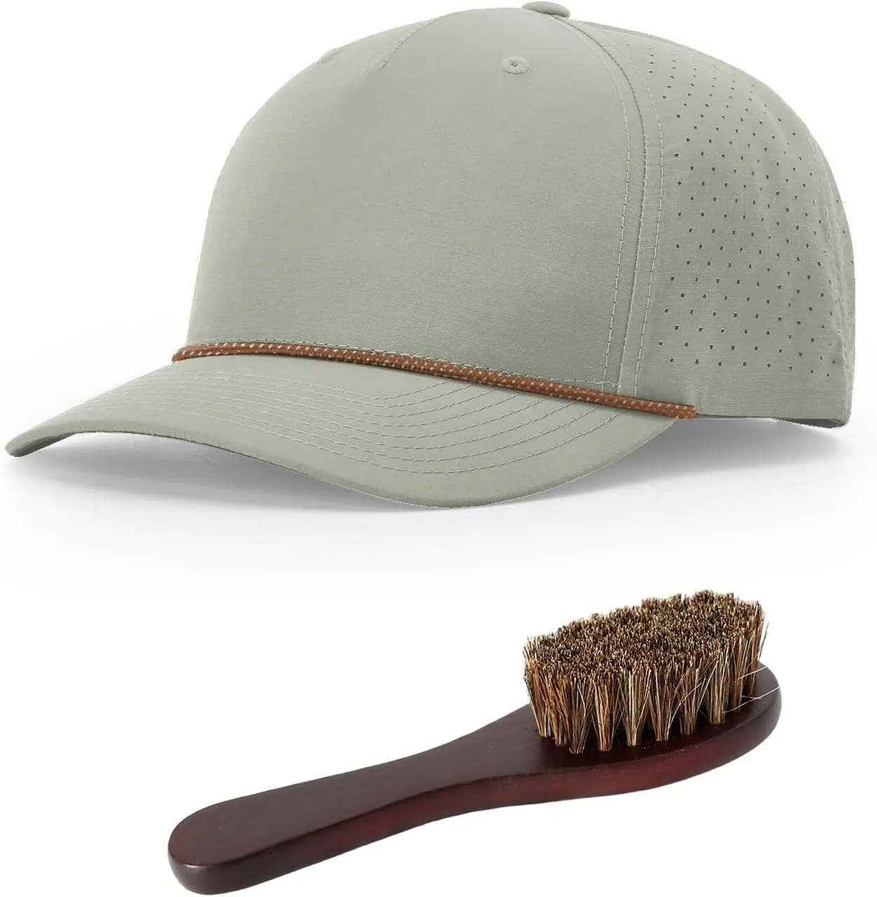 The Hat Pros Richardson 355 Laser Perforated 5-Panel Trucker Snapback Hat Bundle with THP Hat & Clothing Brush