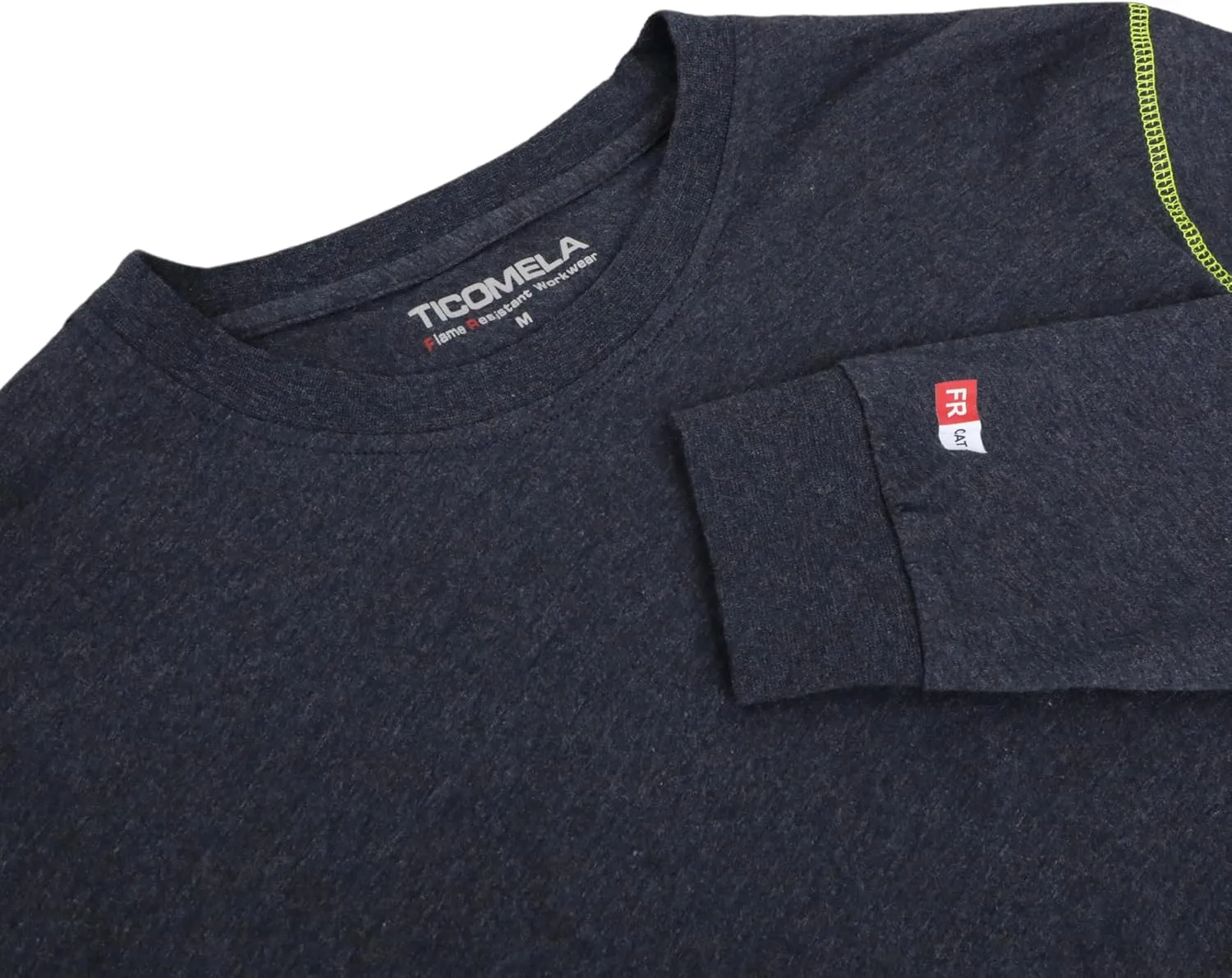 TICOMELA FR Shirts for Men 4oz Lightweight Flame Resistant Crewneck T-Shirts 100% Cotton Fire Retardant Henley Shirts
