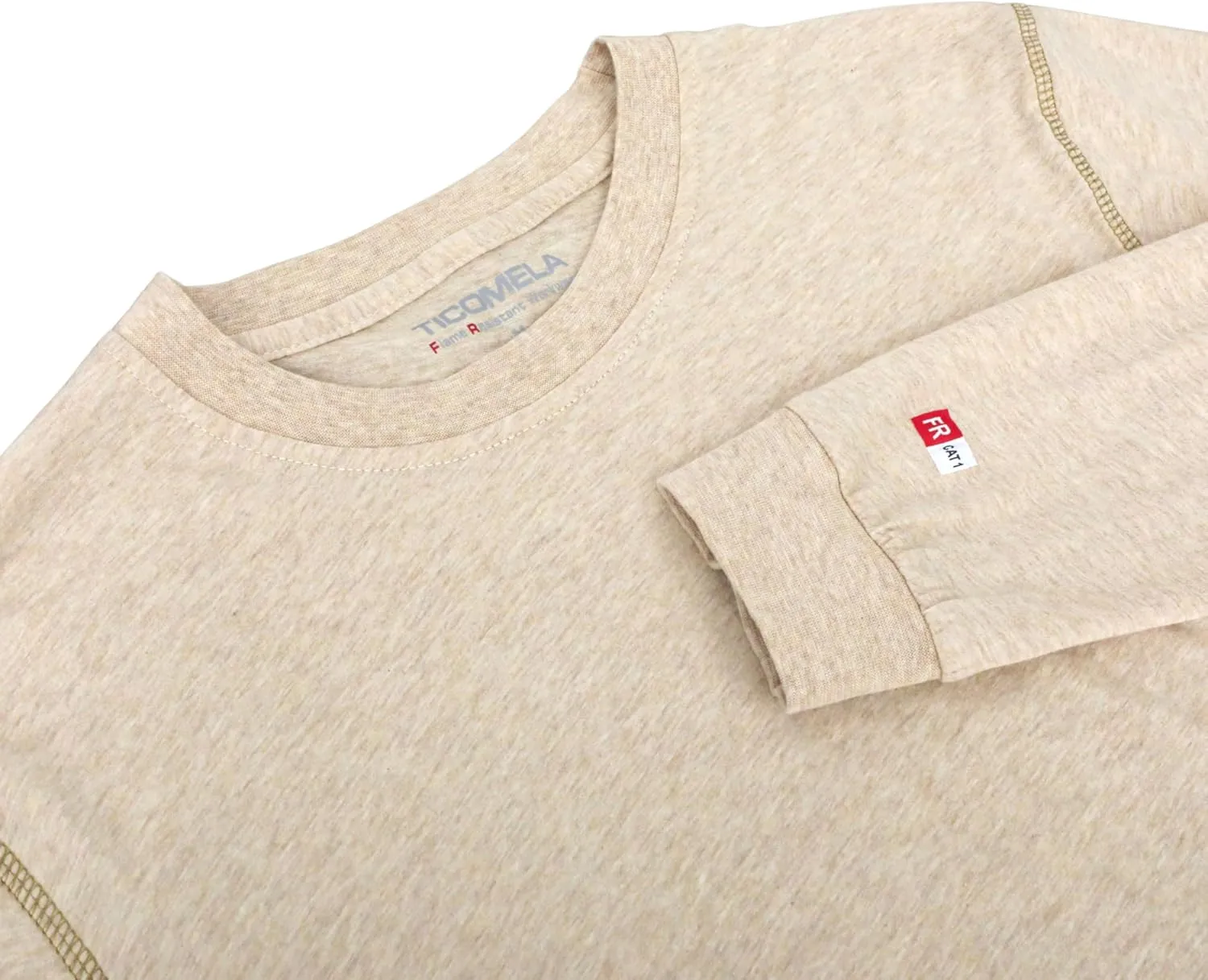 TICOMELA FR Shirts for Men 4oz Lightweight Flame Resistant Crewneck T-Shirts 100% Cotton Fire Retardant Henley Shirts
