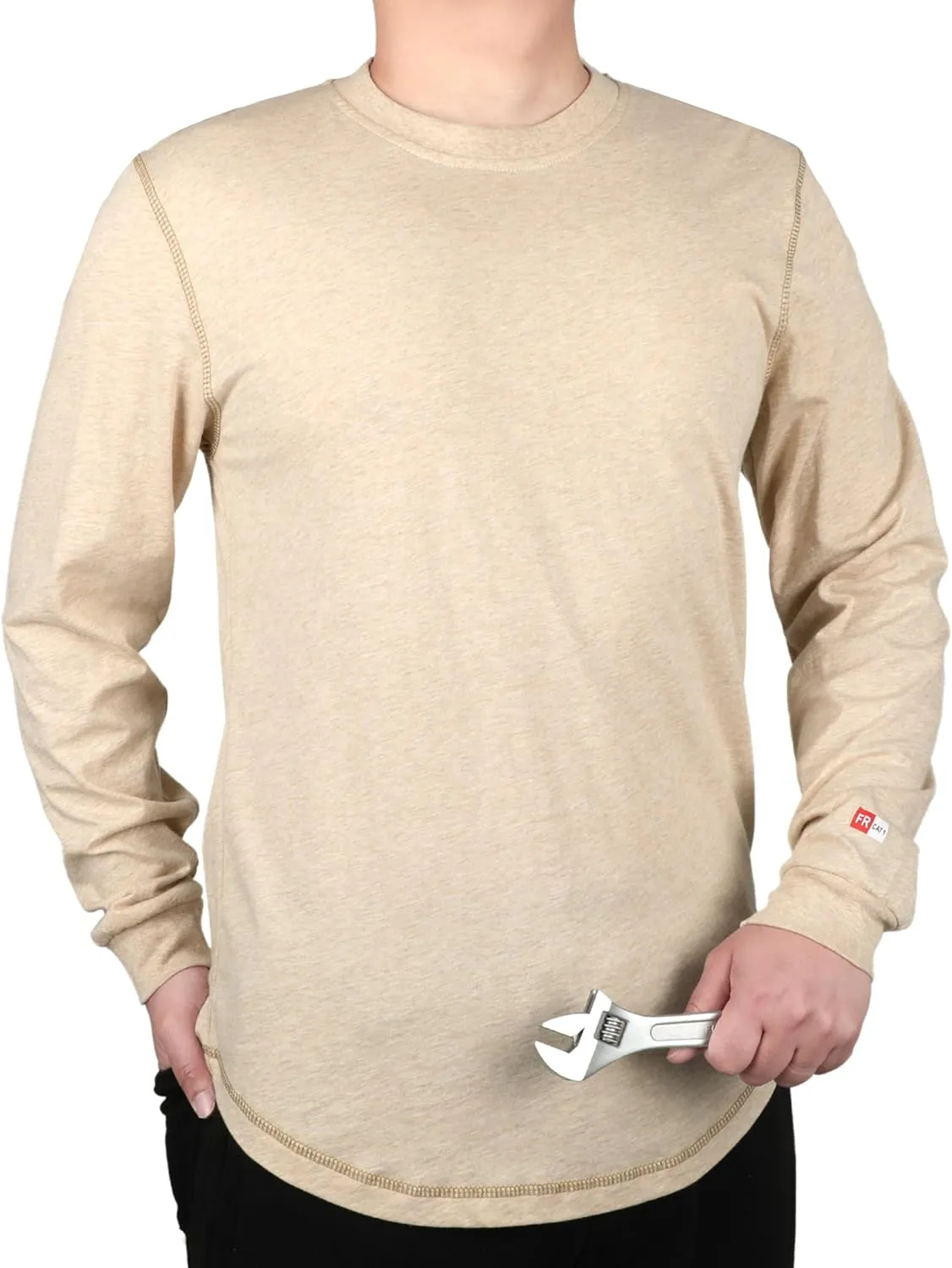 TICOMELA FR Shirts for Men 4oz Lightweight Flame Resistant Crewneck T-Shirts 100% Cotton Fire Retardant Henley Shirts