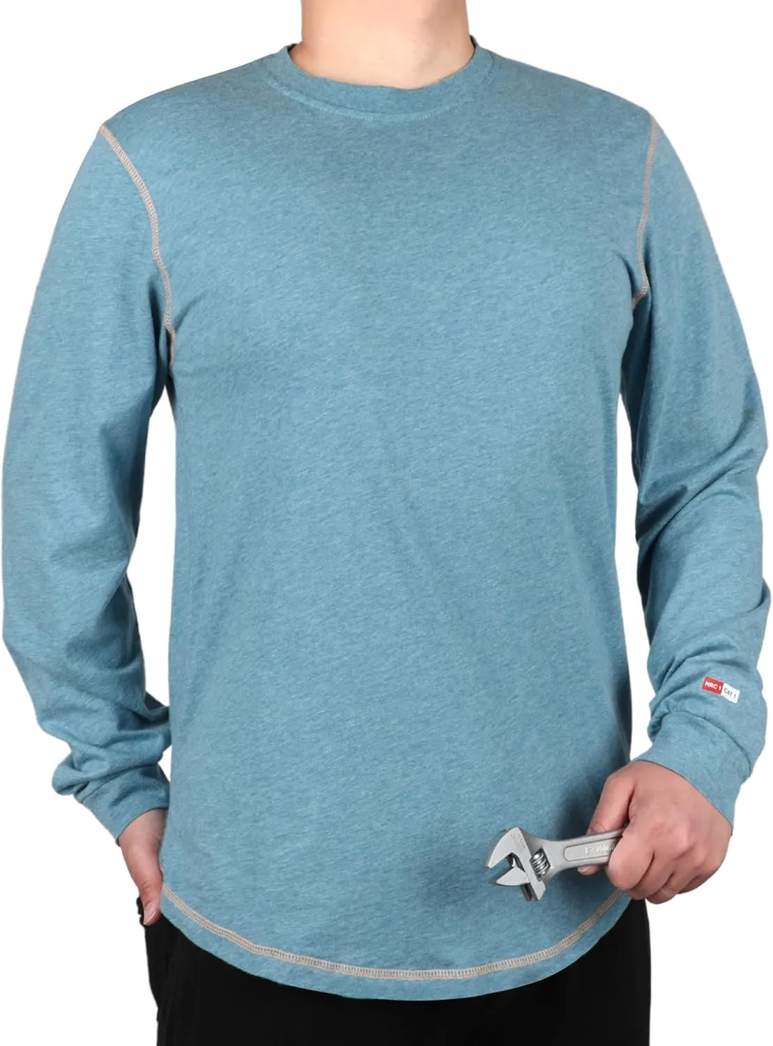 TICOMELA FR Shirts for Men 4oz Lightweight Flame Resistant Crewneck T-Shirts 100% Cotton Fire Retardant Henley Shirts