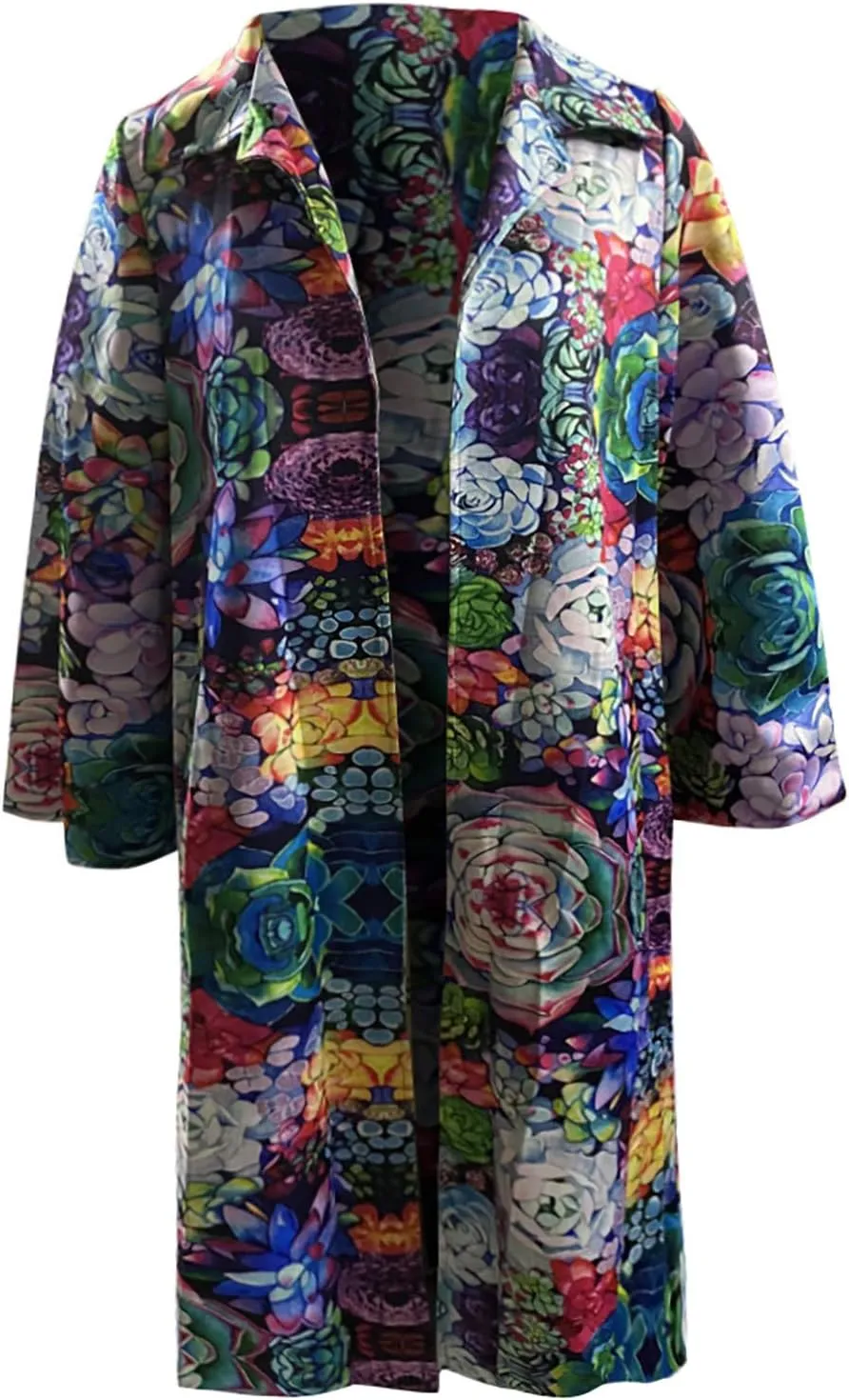 Trench Coat for Women's Oversized Fashion Printed Jackets Boho Long Cardigans Casual Open Front Coats Outerwear