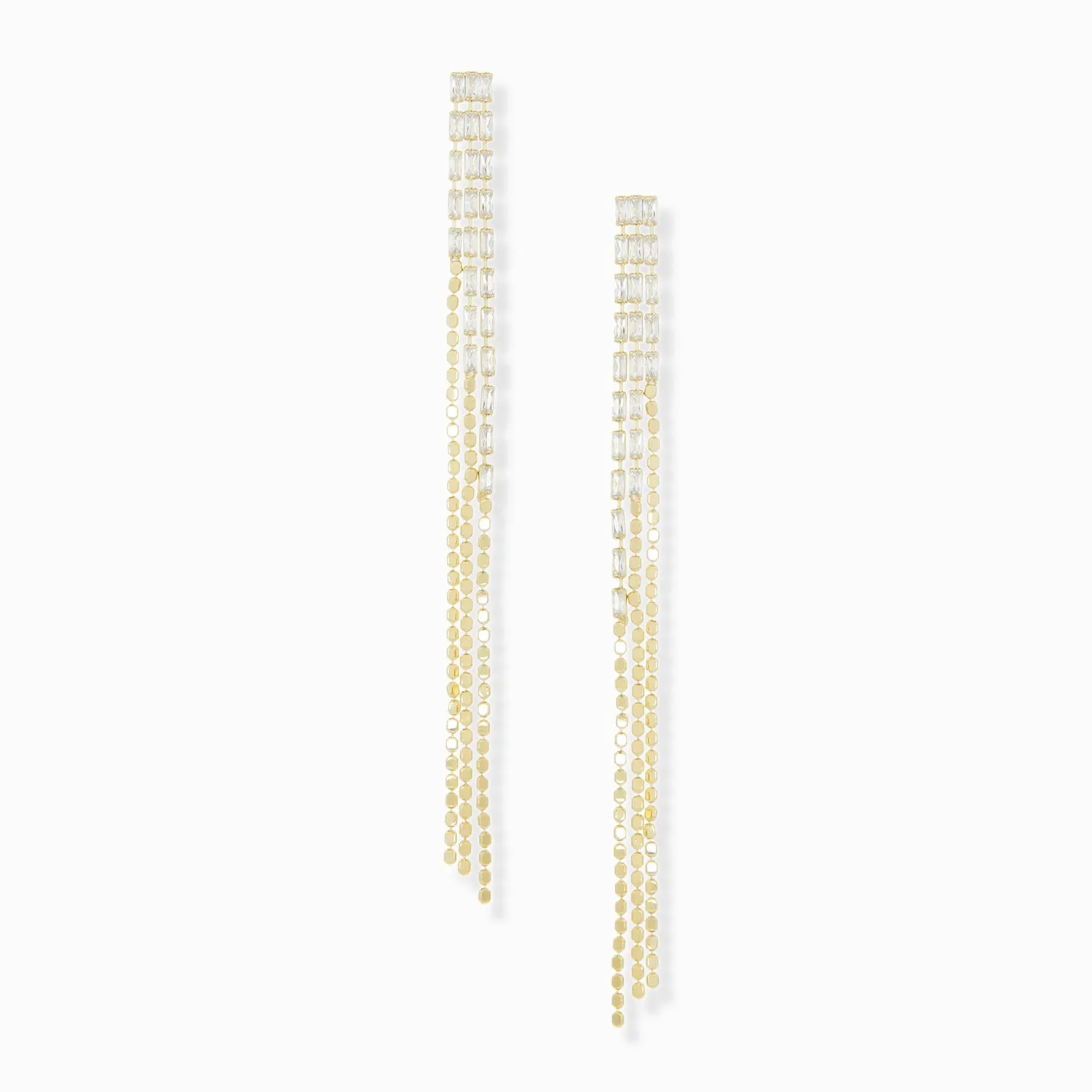 triple crystal chain drop earring