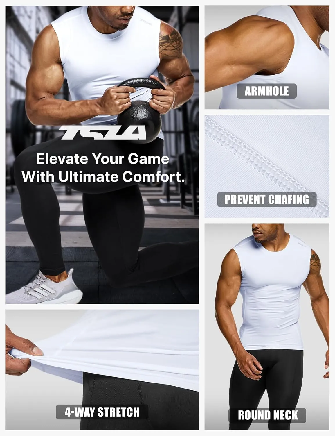 TSLA Men's Sleeveless Workout Shirts, Dry Fit Running Compression Cutoff Shirts, Athletic Training Tank Top