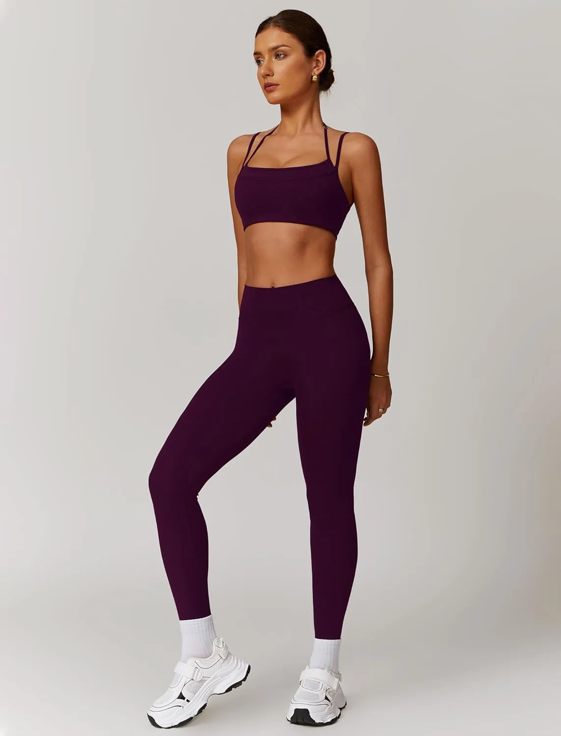 Two Piece Workout Sets For Women Sport Bra Matching High Waist Scrunch Butt Leggings Gym Yoga Active Wear Outfits