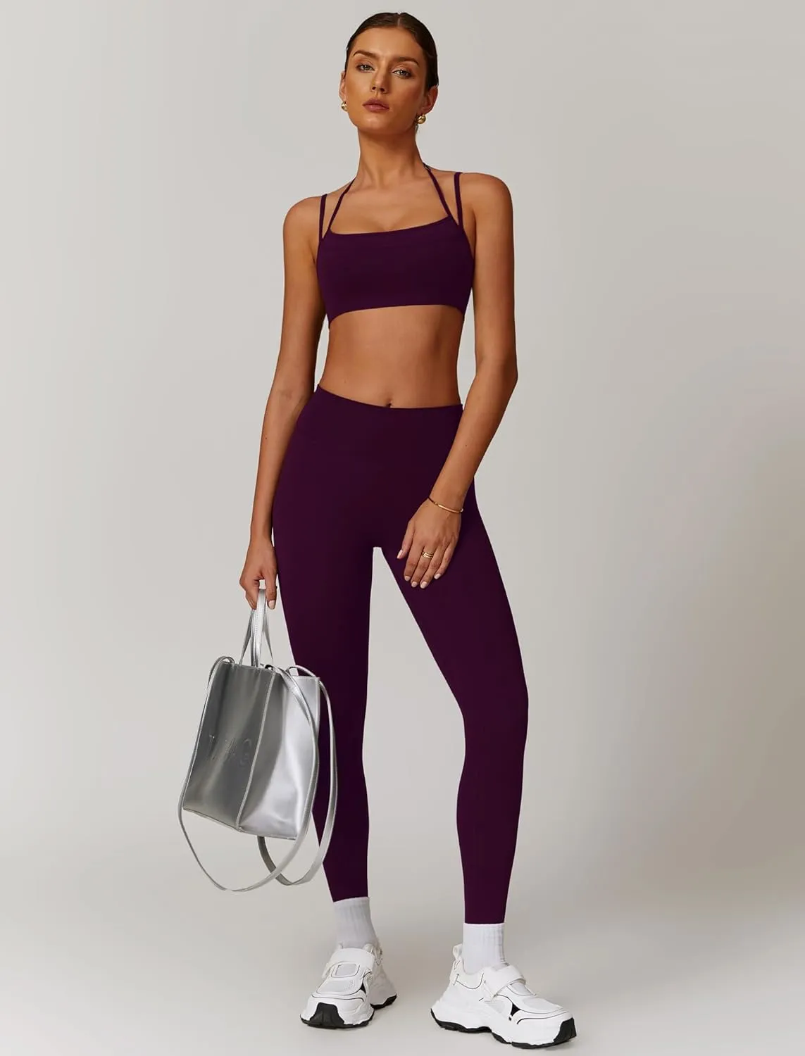 Two Piece Workout Sets For Women Sport Bra Matching High Waist Scrunch Butt Leggings Gym Yoga Active Wear Outfits