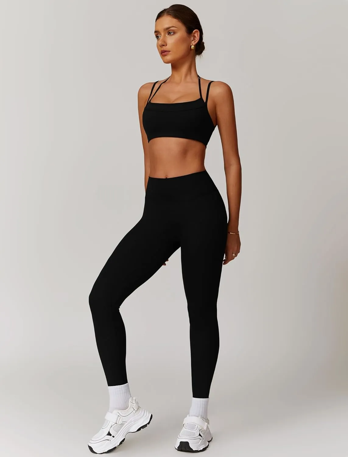 Two Piece Workout Sets For Women Sport Bra Matching High Waist Scrunch Butt Leggings Gym Yoga Active Wear Outfits