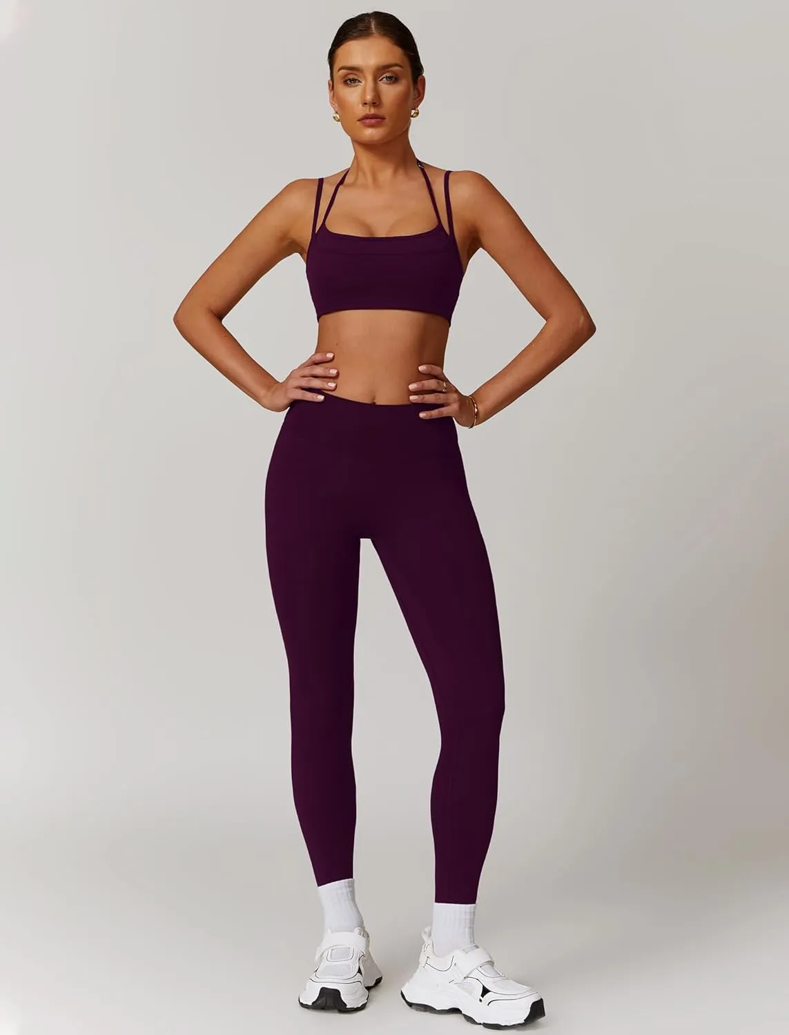 Two Piece Workout Sets For Women Sport Bra Matching High Waist Scrunch Butt Leggings Gym Yoga Active Wear Outfits